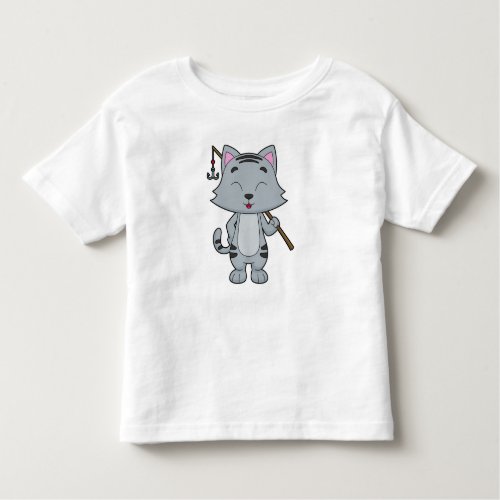 Cat Fishing Fisher Finshing rod Toddler T_shirt
