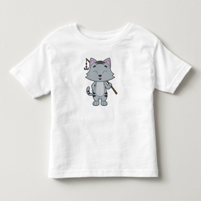 Cat Fishing Fisher Finshing rod Toddler T-shirt (Front)