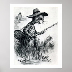Cat fishing, Louis Wain Poster