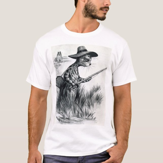 Cat fishing, Louis Wain T-Shirt (Front)