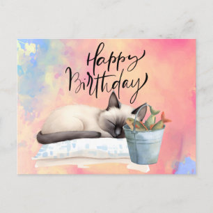 Cat Fishing lovers birthday with Fish Postcard