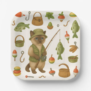 Cat Fishing Lovers  Paper Plates