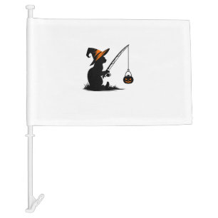 Cat Fishing Pumpkin Halloween Costume Cat Lover Car Flag