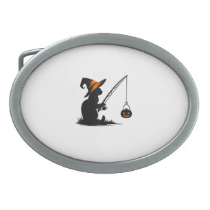 Cat Fishing Pumpkin Halloween Costume Cat Lover Ta Belt Buckle
