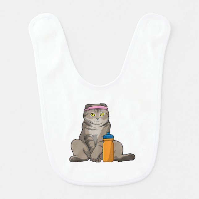 Cat Fitness Drinking mug Baby Bib (Front)