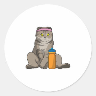 Cat Fitness Drinking mug Classic Round Sticker