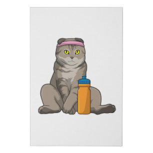Cat Fitness Drinking mug Faux Canvas Print