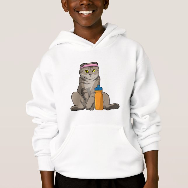Cat Fitness Drinking mug Hoodie (Front)