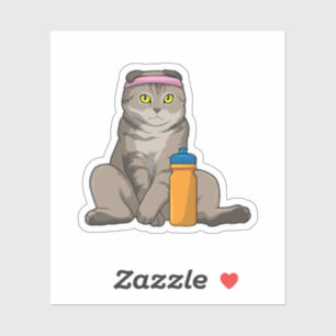 Cat Fitness Drinking mug Sticker