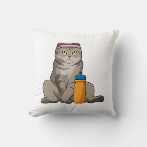 Cat Fitness Drinking mug Throw Pillow