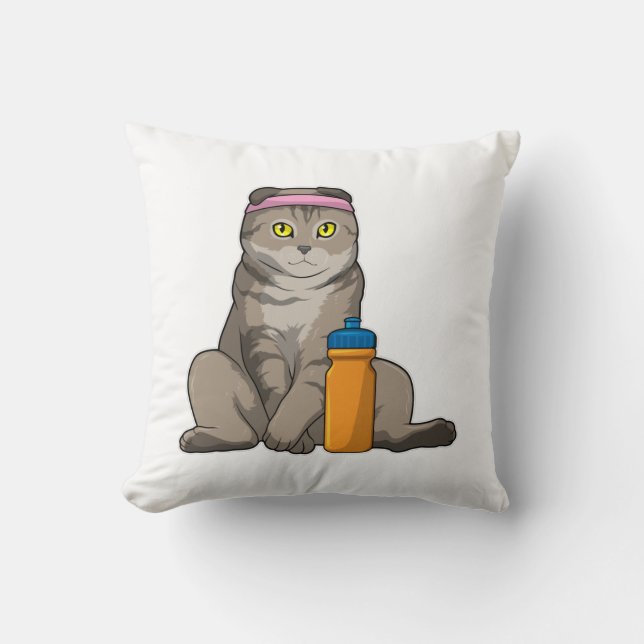 Cat Fitness Drinking mug Throw Pillow (Front)