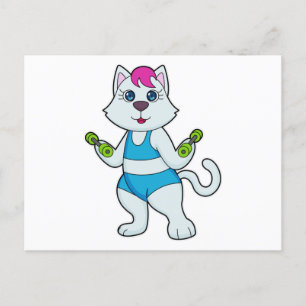 Cat Fitness Dumbbell Postcard