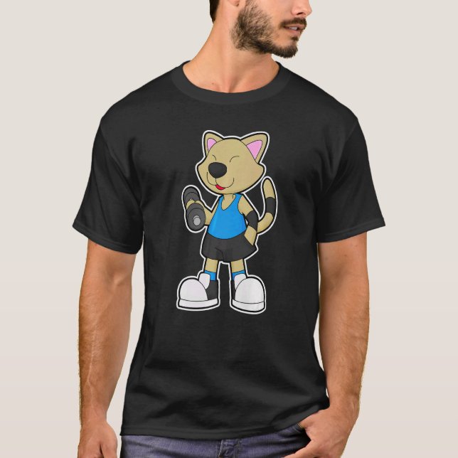 Cat Fitness Dumbbell Sports   T-Shirt (Front)