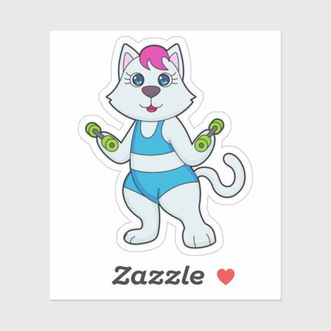 Cat Fitness Dumbbell Sticker (Sheet)