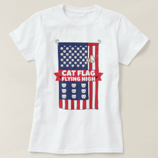 Cat Flag Flying High – Patriotic Cat T-Shirt