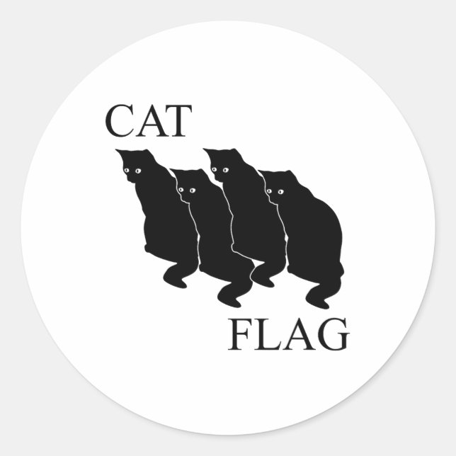 Cat Flag Funny Black Flag  Classic Round Sticker (Front)
