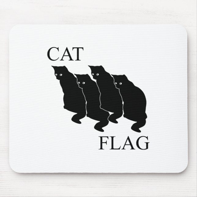 Cat Flag Funny Black Flag  Mouse Pad (Front)