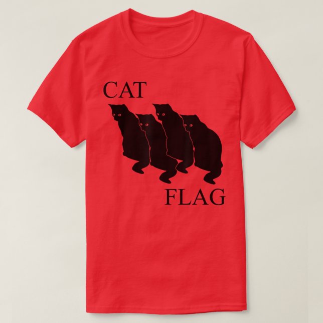Cat Flag Funny Black Flag  T-Shirt (Design Front)