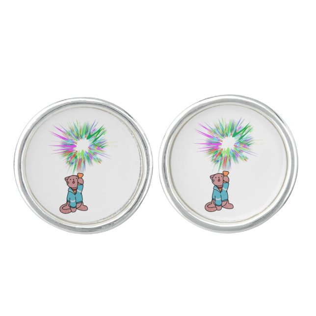 cat flashlight cufflinks (Front)
