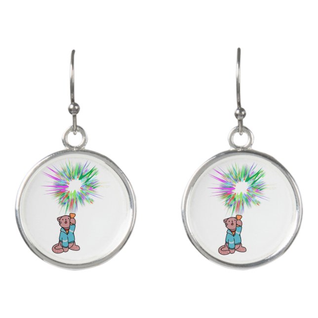 cat flashlight earrings (Front)