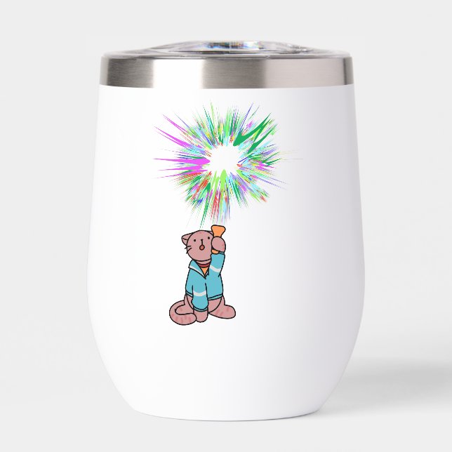 cat flashlight thermal wine tumbler (Front)