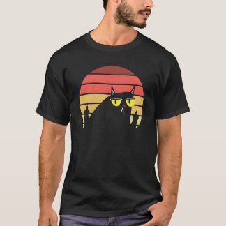 Cat Flipping Off Retro Sunset Cat Flipping Off boy T-Shirt