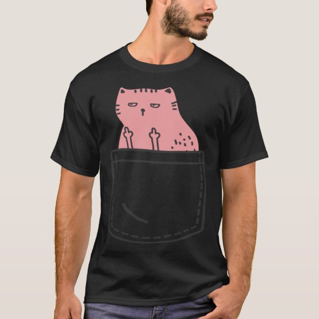 Cat Flipping Off Rude Animal Middle Finger  Ugly C T-Shirt (Front)