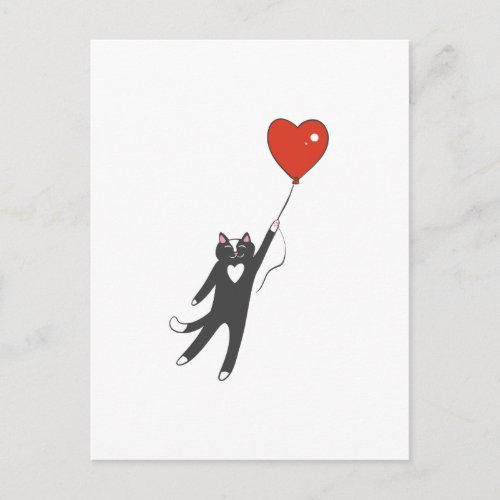 Cat floating tied to a balloon _ Choose back color Postcard