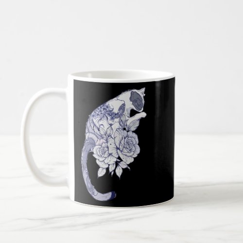 Cat Floral With Bell Collar  Coffee Mug
