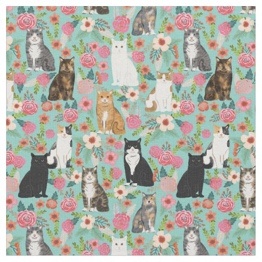 Cat Florals Fabric