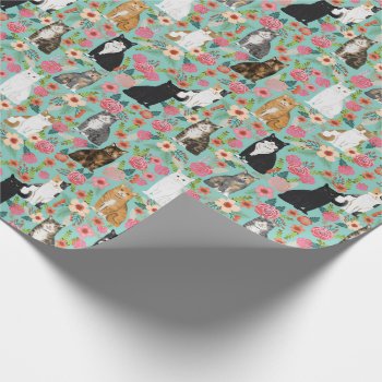 Cat Florals Wrapping Paper by FriendlyPets at Zazzle