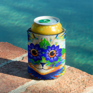 Cat Flower Eyes Can Cooler