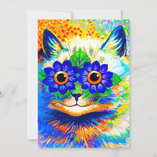Cat Flower Eyes Invitation (Front)