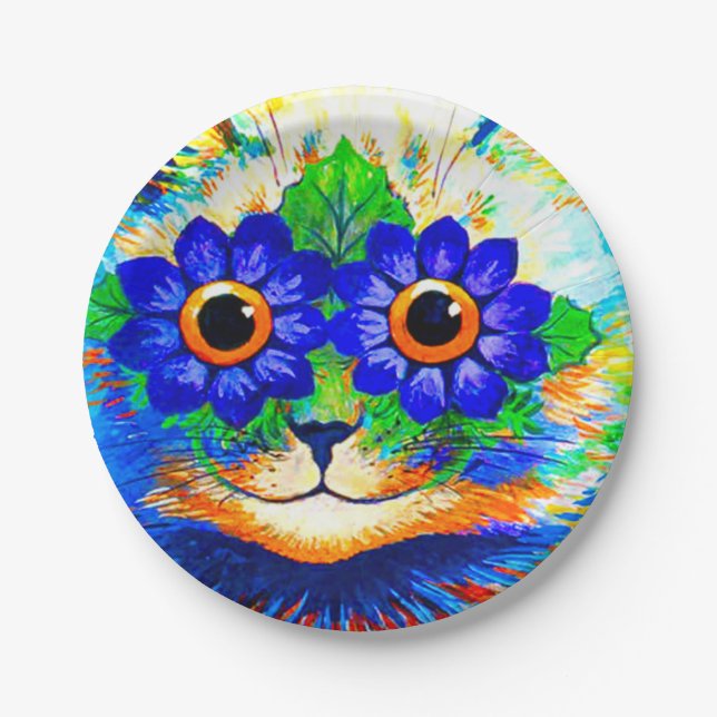 Cat Flower Eyes Paper Plates (Front)