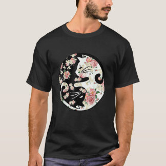 Cat Flower Floral  Women Cat Mother's Day T-Shirt