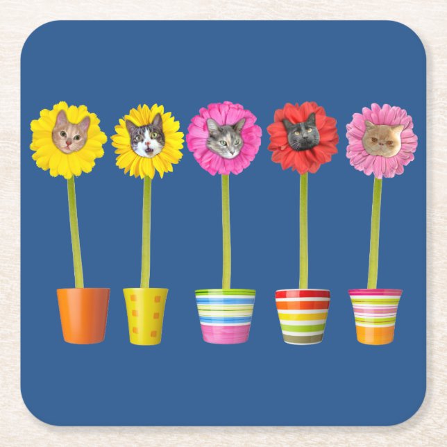 "Cat Flower" Garden LOL Funny Coasters (Front)