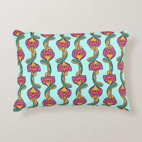 Cat flower groovy pattern cute and funny kitten accent pillow