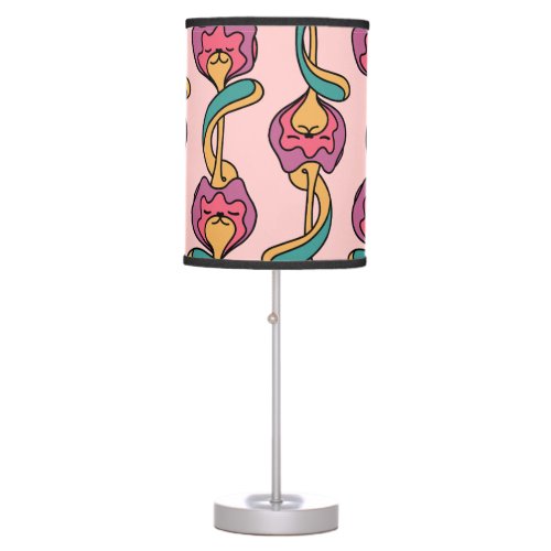 Cat flower groovy pattern cute and funny kitten table lamp