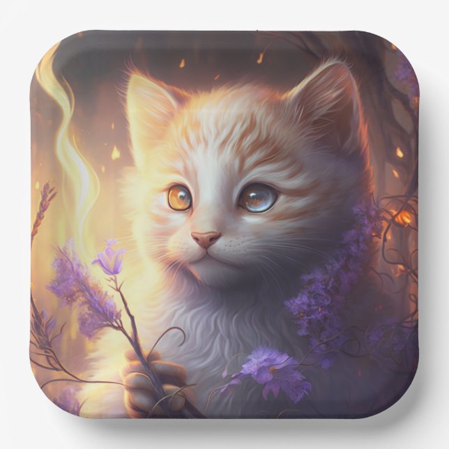 Cat Flower Paper Plates (Front)