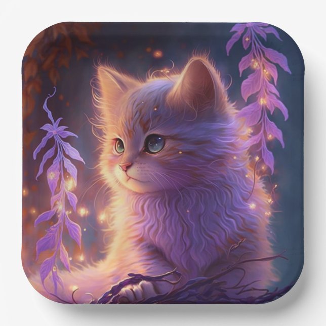 Cat Flower Paper Plates (Front)