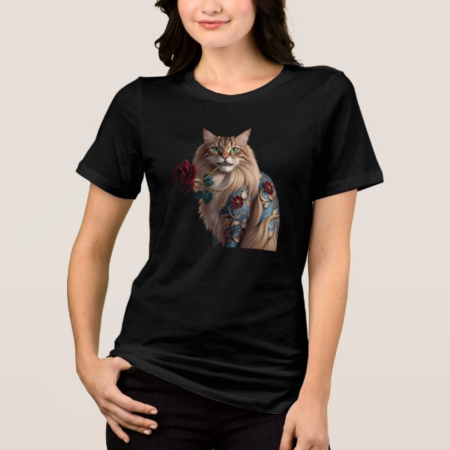 Cat Flower Tri-Blend Shirt (Front)