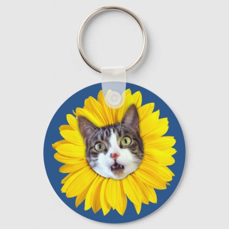 "cat Flower" Yellow Lol Funny Keychain