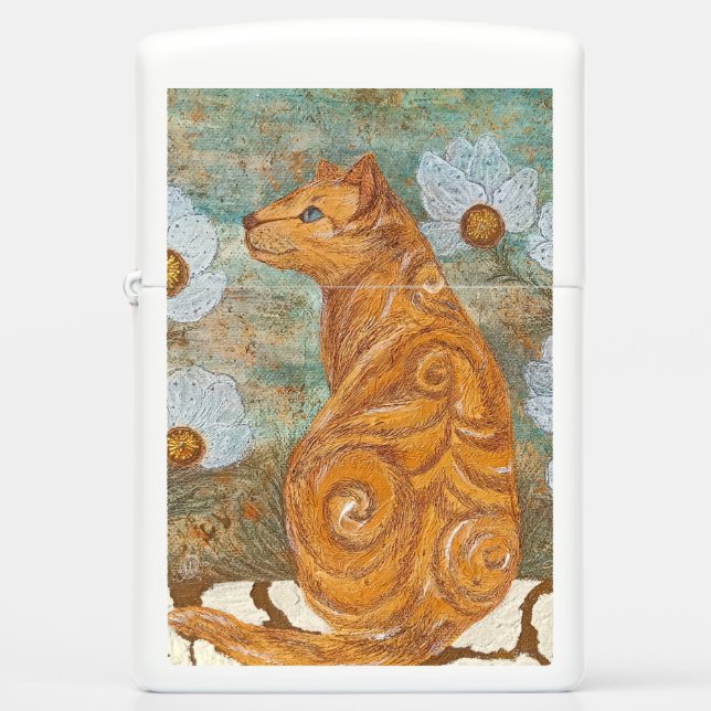 cat flowers art zippo lighter (Front)