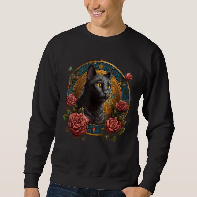 Cat Flowers Artwork  Cat Motif Animal Cat Sweatshirt (Front)