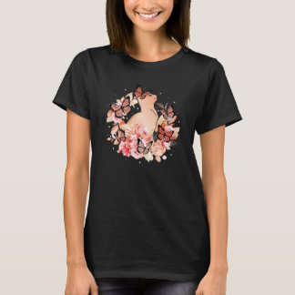 Cat Flowers Butterflies Cat T-Shirt