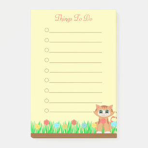 Cat. Flowers & Grass Personalized Things To Do Post-it Notes