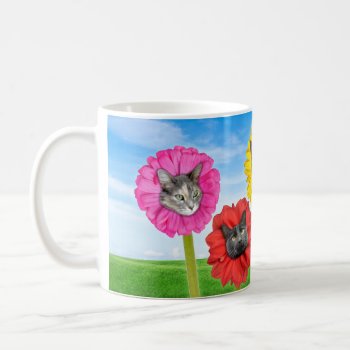 "cat Flowers" Lol Funny Coffee Mug by LOL_Cats_And_Friends at Zazzle