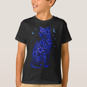 Cat Flowers Moon Stars T-Shirt