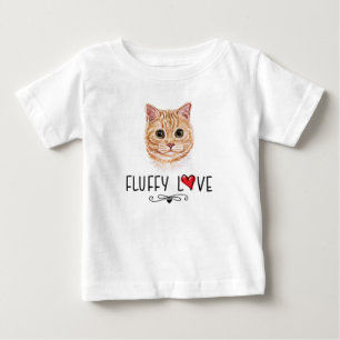 Cat Fluffy Love Kitty Meow Portrait Baby T-Shirt