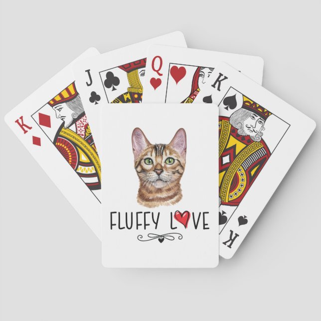 Cat Fluffy Love Kitty Meow Portrait Poker Cards (Back)